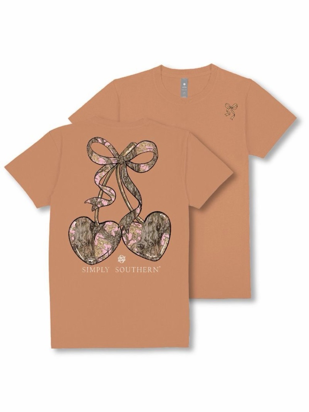 Simply Southern Clay Pink Bow & Cherry Heart Graphic Tee